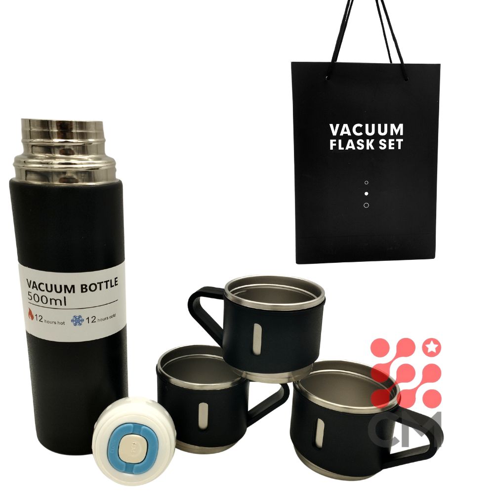 Termo 500ml con 2 Tazas Extra Vacuum Flask Set (Bolsa Regalo)
